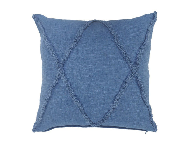 Set of Two Dark Gray Diamond Cotton Throw Pillow With Fringe