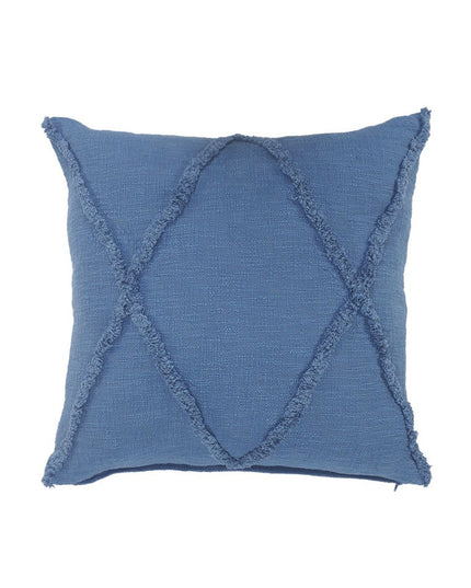 Set of Two Dark Gray Diamond Cotton Throw Pillow With Fringe