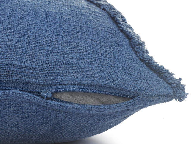 Set of Two Dark Gray Diamond Cotton Throw Pillow With Fringe