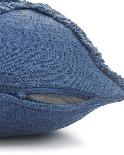 Set of Two Dark Gray Diamond Cotton Throw Pillow With Fringe