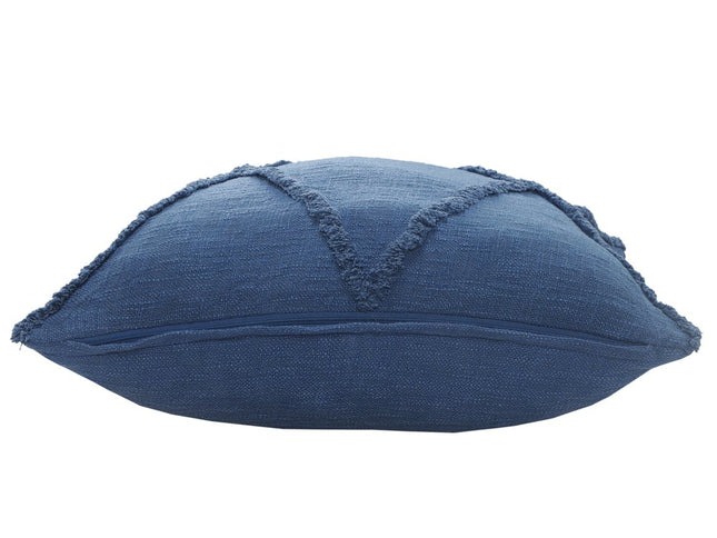 Set of Two Dark Gray Diamond Cotton Throw Pillow With Fringe