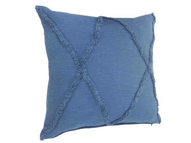 Set of Two Dark Gray Diamond Cotton Throw Pillow With Fringe