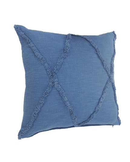 Set of Two Dark Gray Diamond Cotton Throw Pillow With Fringe