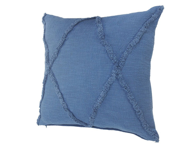 Set of Two Dark Gray Diamond Cotton Throw Pillow With Fringe