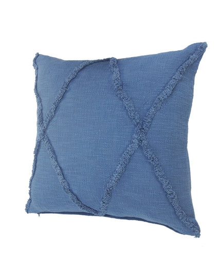 Set of Two Dark Gray Diamond Cotton Throw Pillow With Fringe