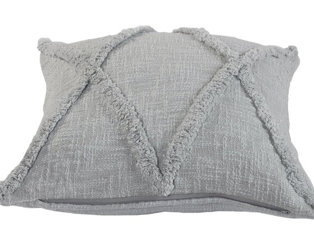 Set of Two Dark Gray Diamond Cotton Throw Pillow With Fringe