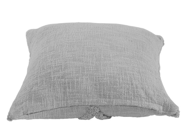 Set of Two Dark Gray Diamond Cotton Throw Pillow With Fringe