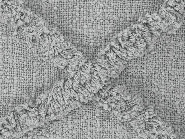 Set of Two Dark Gray Diamond Cotton Throw Pillow With Fringe