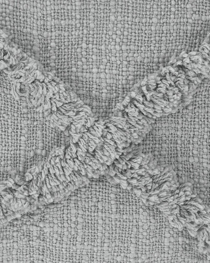 Set of Two Dark Gray Diamond Cotton Throw Pillow With Fringe