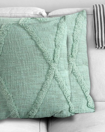 Set of Two Dark Gray Diamond Cotton Throw Pillow With Fringe