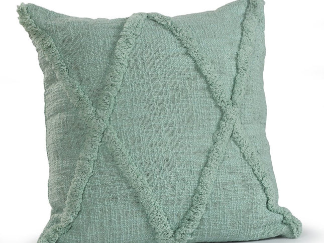 Set of Two Dark Gray Diamond Cotton Throw Pillow With Fringe
