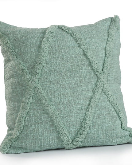 Set of Two Dark Gray Diamond Cotton Throw Pillow With Fringe