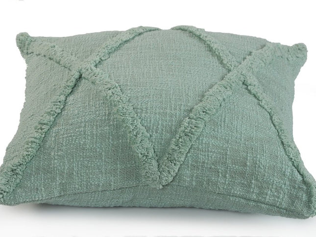 Set of Two Dark Gray Diamond Cotton Throw Pillow With Fringe