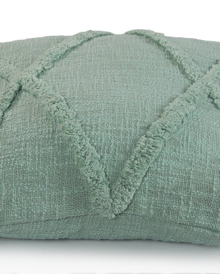 Set of Two Dark Gray Diamond Cotton Throw Pillow With Fringe