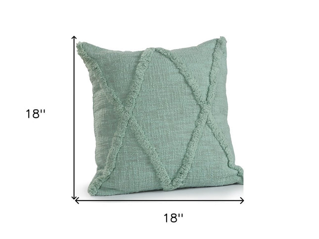 Set of Two Dark Gray Diamond Cotton Throw Pillow With Fringe