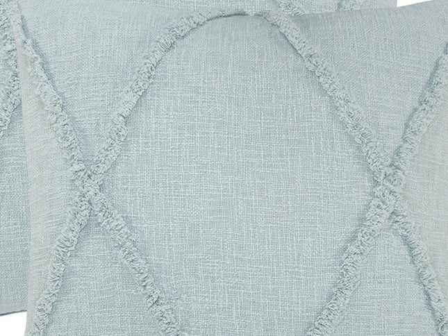 Set of Two Dark Gray Diamond Cotton Throw Pillow With Fringe