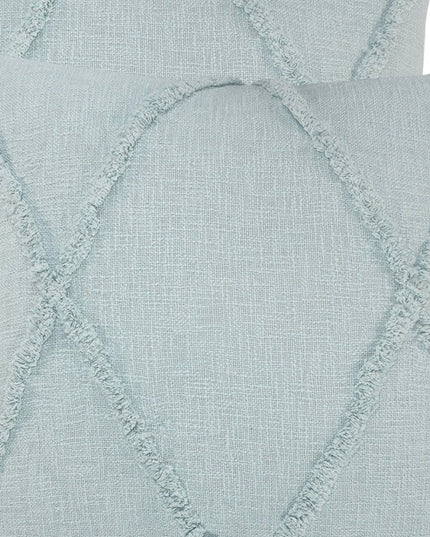 Set of Two Dark Gray Diamond Cotton Throw Pillow With Fringe