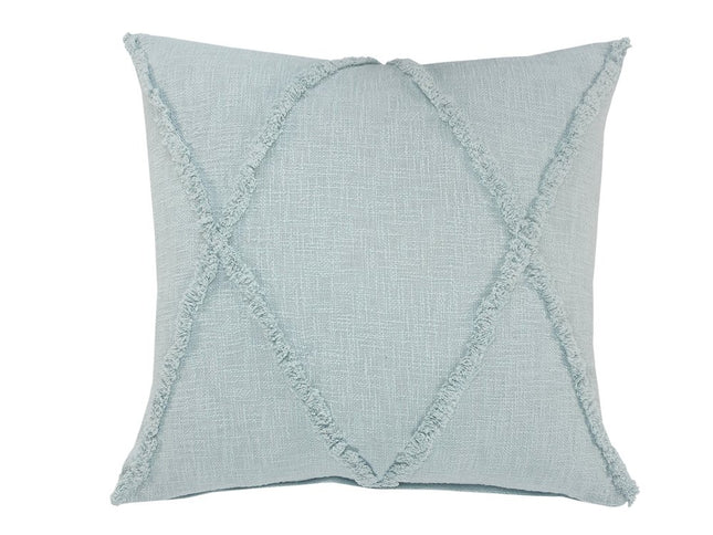 Set of Two Dark Gray Diamond Cotton Throw Pillow With Fringe