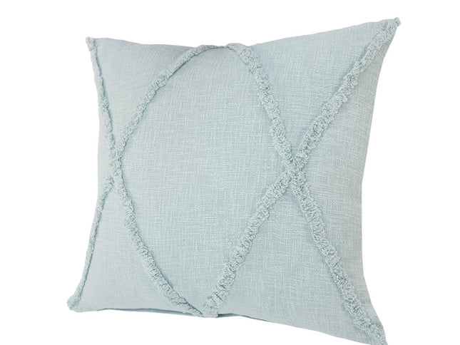 Set of Two Dark Gray Diamond Cotton Throw Pillow With Fringe