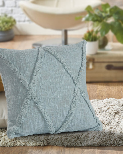 Set of Two Dark Gray Diamond Cotton Throw Pillow With Fringe