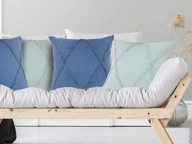 Set of Two Dark Gray Diamond Cotton Throw Pillow With Fringe