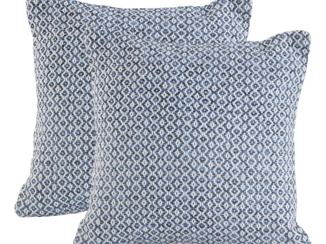 Set of Two Blue Chevron Cotton Throw Pillows