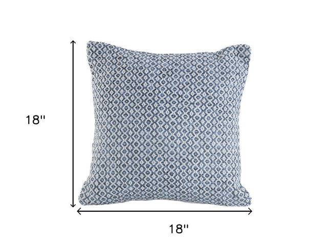 Set of Two Blue Chevron Cotton Throw Pillows