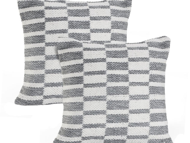 Set of Two 18" Gray Geometric Cotton Throw Pillows
