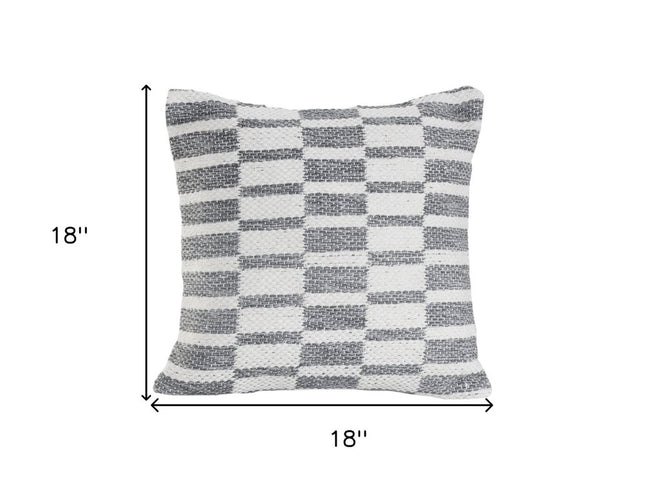 Set of Two 18" Gray Geometric Cotton Throw Pillows