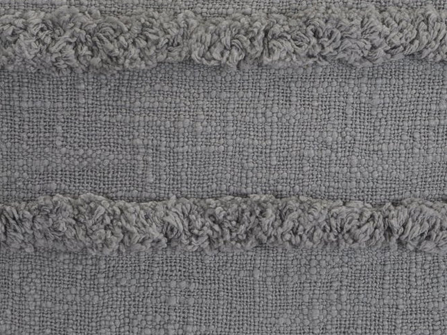 Set of Two Navy Blue Ribbed Cotton Throw Pillow With Fringe