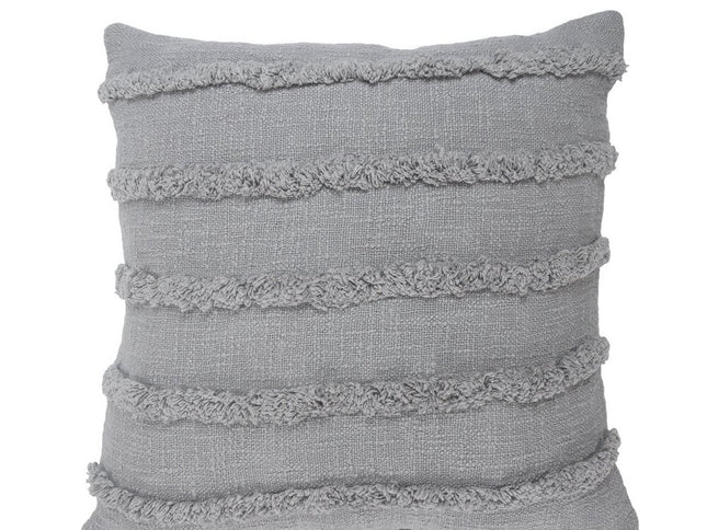 Set of Two Navy Blue Ribbed Cotton Throw Pillow With Fringe