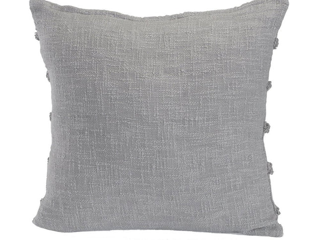 Set of Two Gray Ribbed Cotton Throw Pillow With Fringe