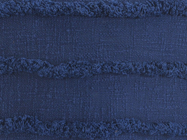 Set of Two Navy Blue Ribbed Cotton Throw Pillow With Fringe