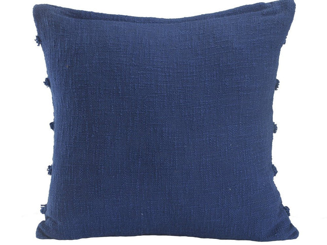 Set of Two Gray Ribbed Cotton Throw Pillow With Fringe