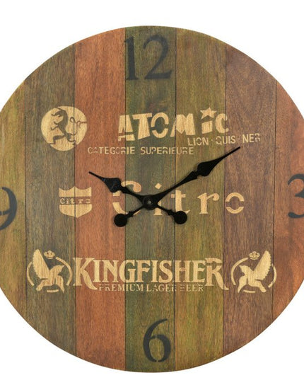 24" Brown Solid Wood Silent Analog Round Wall Clock