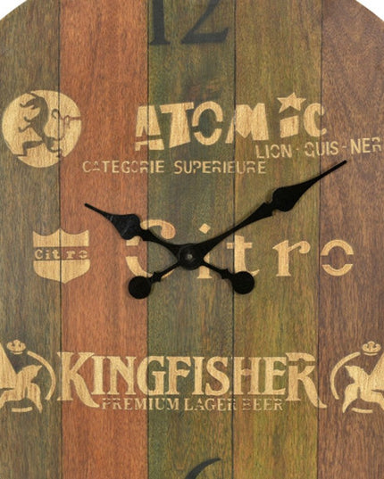 24" Brown Solid Wood Silent Analog Round Wall Clock