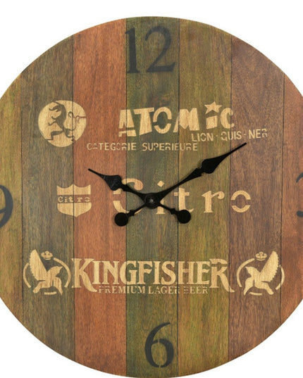 24" Brown Solid Wood Silent Analog Round Wall Clock