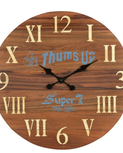 24" Brown Solid Wood Silent Analog Round Wall Clock