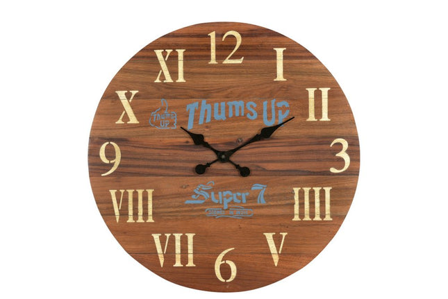 24" Brown Solid Wood Silent Analog Round Wall Clock