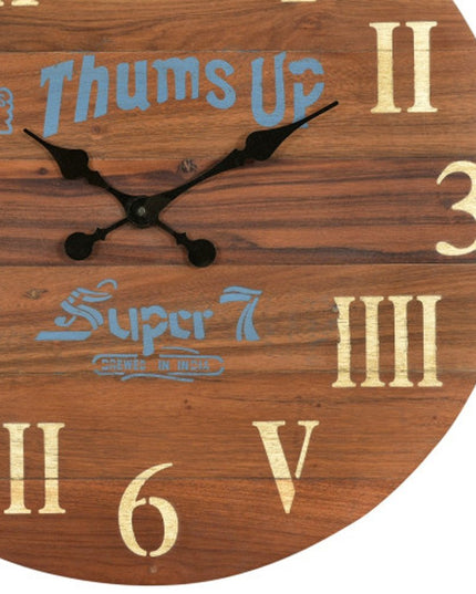 24" Brown Solid Wood Silent Analog Round Wall Clock