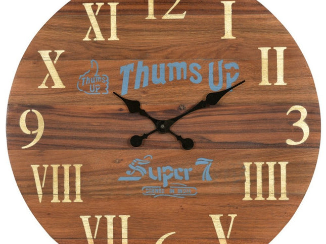 24" Brown Solid Wood Silent Analog Round Wall Clock