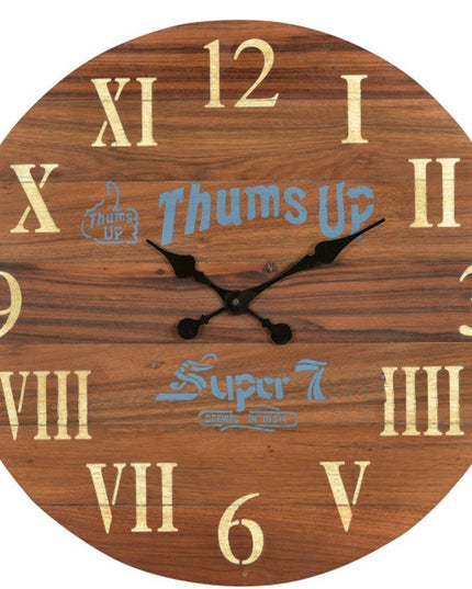 24" Brown Solid Wood Silent Analog Round Wall Clock