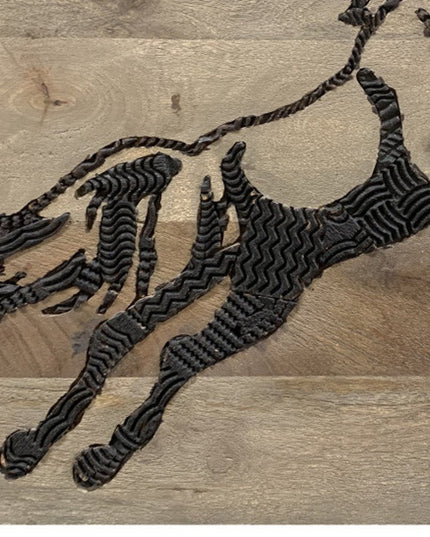 19" X 24" Black And Brown Horse Solid Wood Hanging Dimensional Sculpture