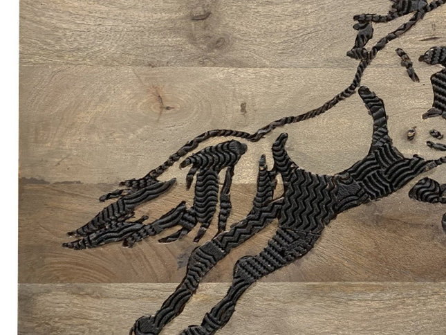 19" X 24" Black And Brown Horse Solid Wood Hanging Dimensional Sculpture