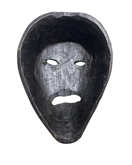 11" Black Solid Wood Decorative Mask Tabletop Sculpture