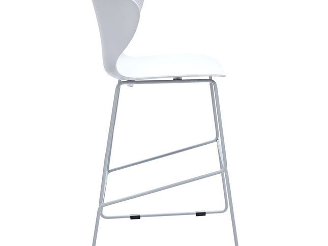 Set of Two 26" White and Silver Heavy Duty Plastic and Metal Low Back Counter Height Bar Chairs