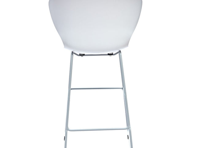 Set of Two 26" White and Silver Heavy Duty Plastic and Metal Low Back Counter Height Bar Chairs