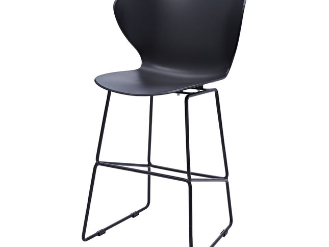 Set of Two 30" Black Heavy Duty Plastic and Metal Low Back Bar Height Bar Chairs