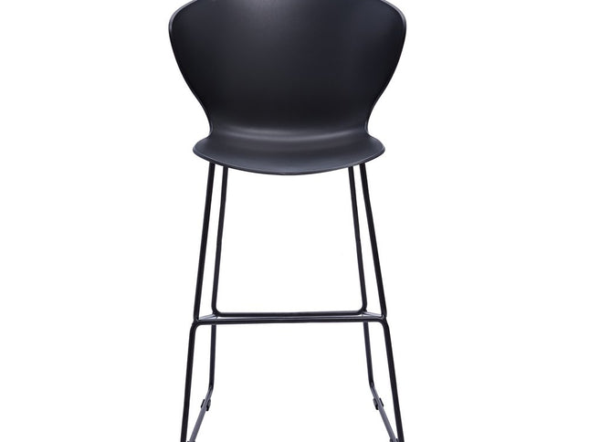 Set of Two 30" Black Heavy Duty Plastic and Metal Low Back Bar Height Bar Chairs