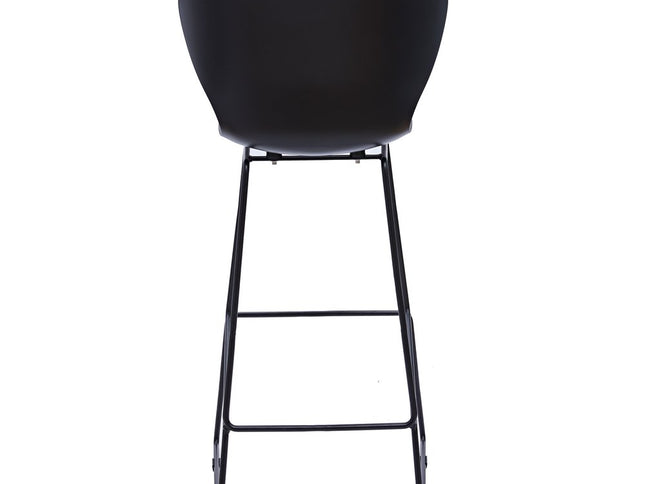 Set of Two 30" Black Heavy Duty Plastic and Metal Low Back Bar Height Bar Chairs